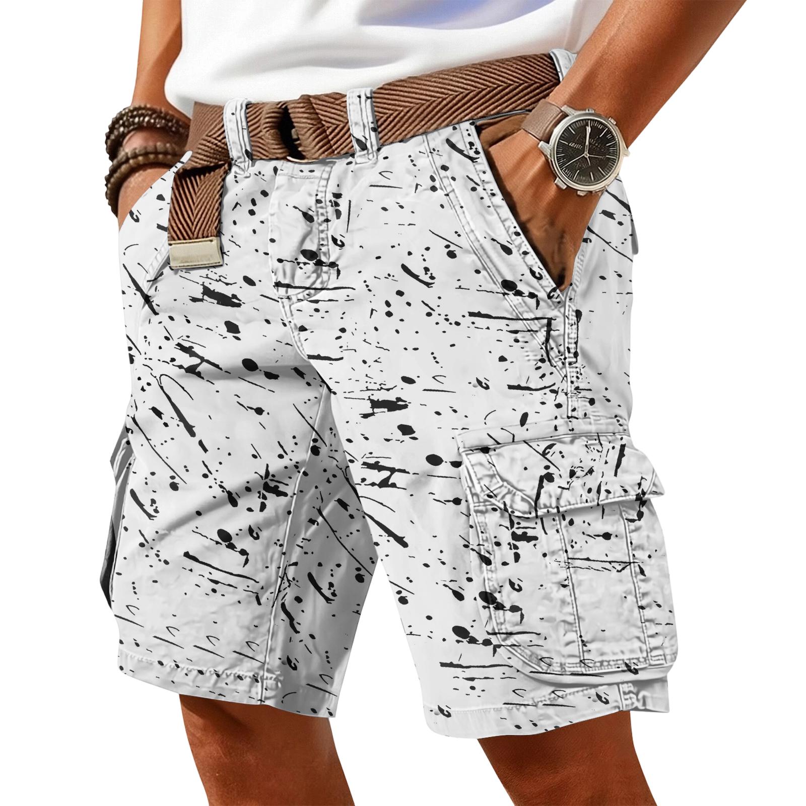 Herren Shorts Cargohosen für Herren UK mit Utility-Taschen Geeignet für Arbeitsshorts Herren und Outdoor-Aktivitäten Shorts für Herren UK XXL weiß