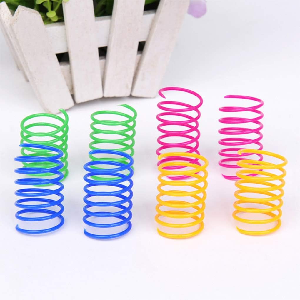 4 Stück Katze Feder Spielzeug Katze Spiralspielzeug Interaktiv für Drinnen Bunt Katzen Plastikfedern Spule für Kätzchen Jagen Pfotenhieb 4PCS