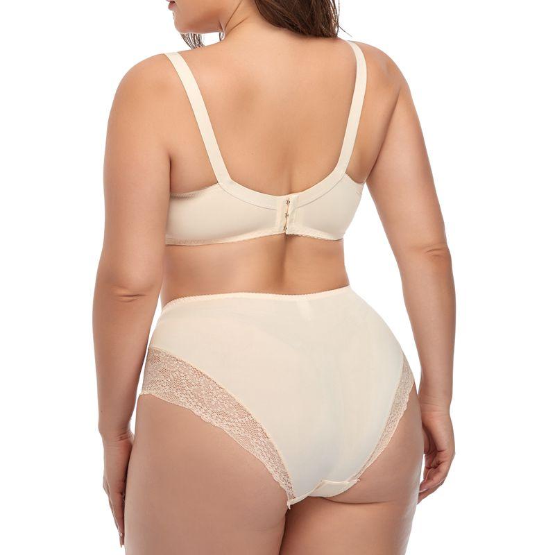 Florale Spitzenwäsche für Damen, BH-Set in Übergröße, D-Cup, XL, 2XL, 3XL, 4XL, 5XL, 6XL, Vollschalen-BHs und ultradünne Unterhosen 90D beige