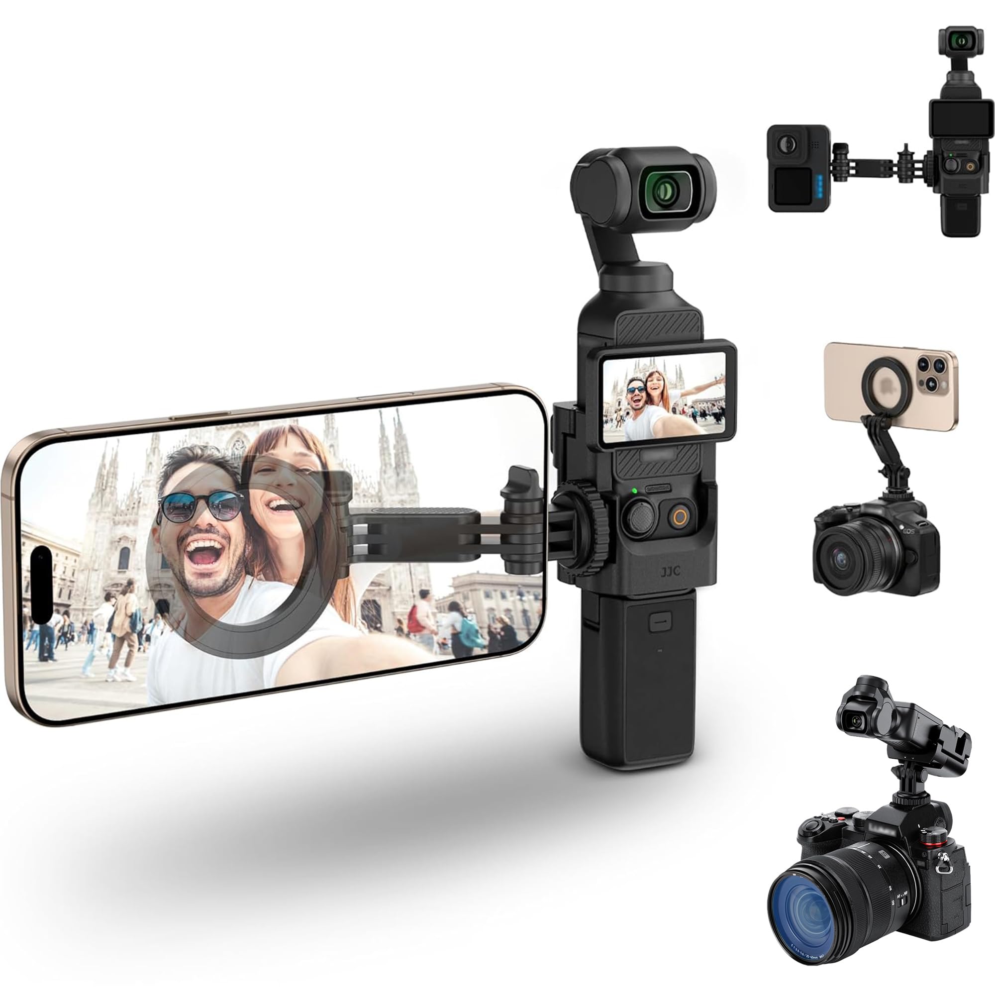 JJC DJI Osmo Pocket 3 Smartphone Magnetische Gleichzeitige Kamera und Smartphone Osmo Pocket 3 Erweiterungsadapter Frei Einstellbarer Fall Großartig für schwarz