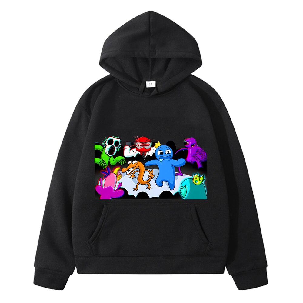 Rainbow Friends Hoodies Kinderkleidung Mädchen Jungen Sweatshirt Anime Hoodie Y2K Sudadera Fleece Pullover Lässige Kinderkleidung 140 schwarz