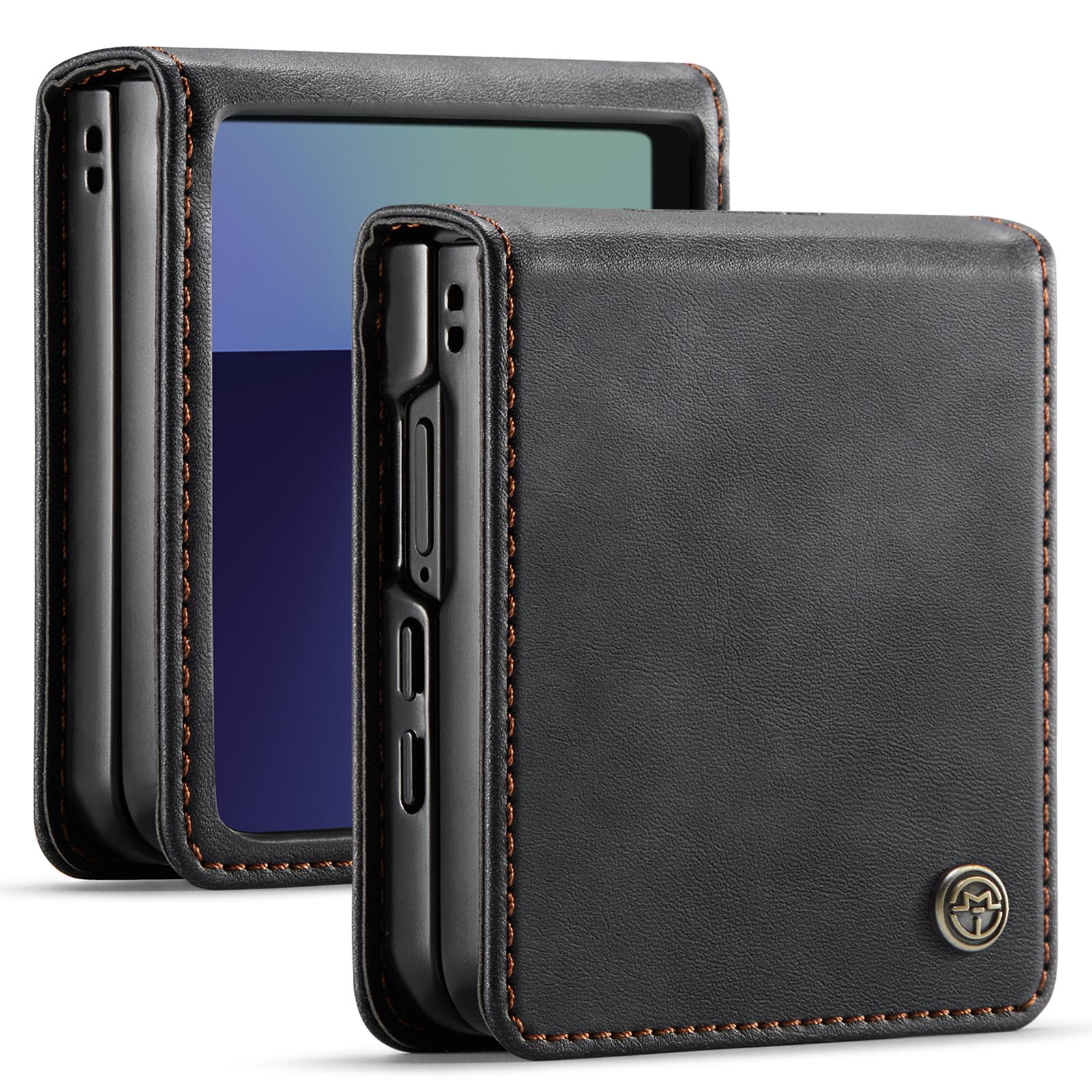 Ultradünne Leder-Flip-Hülle für Samsung Galaxy Z Flip 7 Capa Stoßfeste Hülle Funda For Galaxy Z Flip 7 schwarz