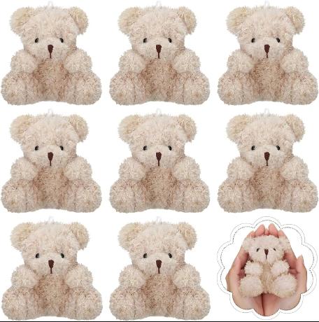 12-4s Mini-Plüschbären 4 Zoll Kleiner Bär Stofftier Spielzeug Winziger Flauschiger Bär Weicher Bär Plüschtier für Geburtstagsfeier Giveaways 48 PCS apricot