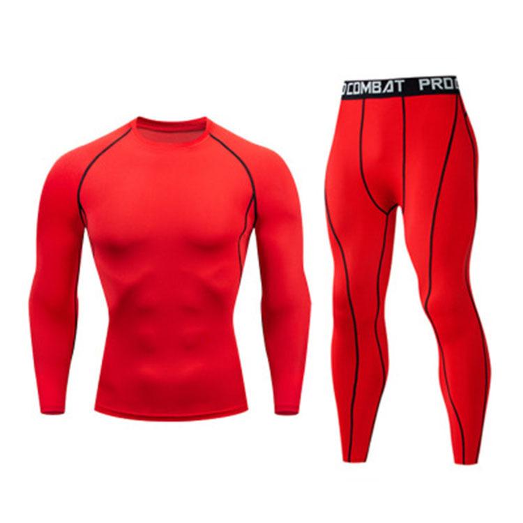 2 Stück Herren Kompressions Sportbekleidung Anzug GYM Tight Sport Yoga Sets Workout Jogging Fitness Kleidung Trainingsanzug Hosen Sportlich XL rot