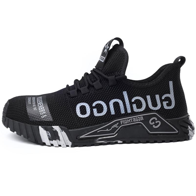 Leichte Herren-Sicherheitsschuhe mit Stahlkappe, Arbeitssneaker, Herren-Damen-Arbeitsschuhe, atmungsaktiv, pannensicher, Arbeitssicherheitsstiefel, Herren-Sicherheitsschuhe 46 schwarz