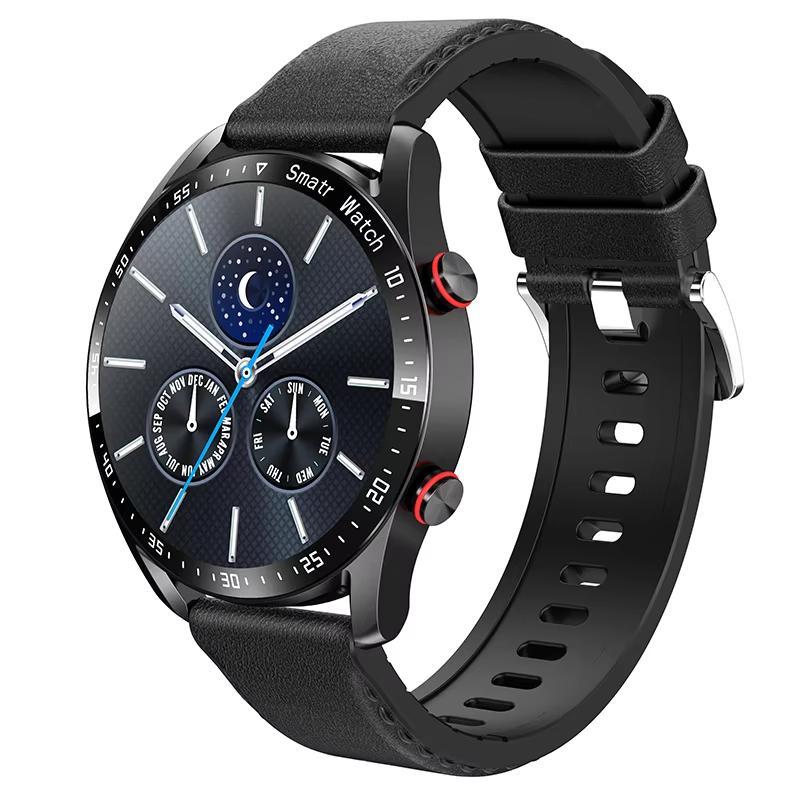 2025 Neue EKG+PPG Bluetooth Anruf Smartwatch Herren Gesundheit Herzfrequenz Blutdruck Fitness Sportuhren Mann Sport Wasserdichte Smartwatch leather belt schwarz