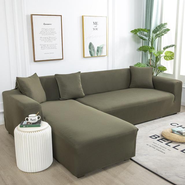Einfache Ecksofa-Abdeckungen für das Wohnzimmer Elastische Spandex-Sofa-Abdeckung Dehnbare Überwürfe L-Form Sofa Benötigt 2 Stück Sofa-Abdeckung für Zuhause Kaufen Small( 90-140cm)1pc armee grüne