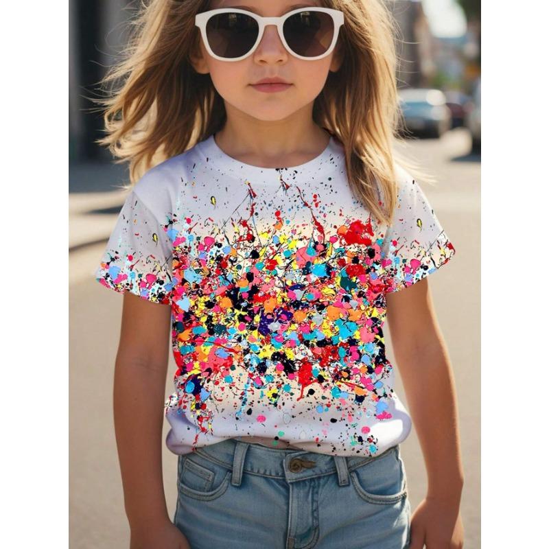 Kinderkleidung Mädchen Rundhals Kurzarm T-Shirt Kinderkleidung Top Damen Base Shirt 170 black