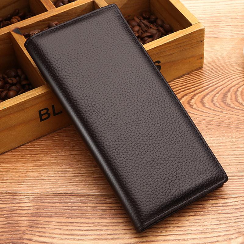 Top Rindsleder Lange Geldbörse Für Männer Brieftasche Business männer Dünne, Weiche Echtes Leder Brieftasche Kartenhalter Münze Geldbörse kaffeebraun