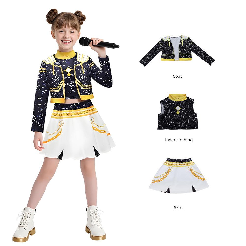 Anime Mädchen Zoey Mira Cosplay Kostüm Kinder Ausgefallenes Partykleid Idol Film Cosplay Halloween Karneval Kleidung Goldene Bühnenanzüge 140 schwarz