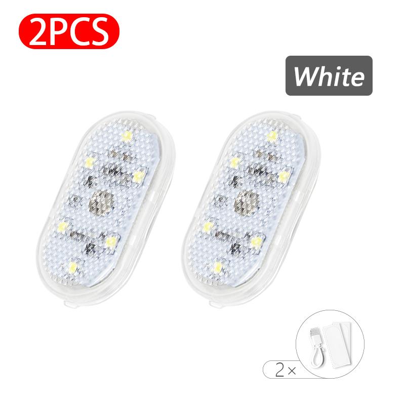 Auto Mini Led Touch Schalter Licht Auto Drahtlose Umgebungs Lampe Tragbare Nacht Lesen Licht Auto Dach Birne Auto Innen Licht 2pcs weiß