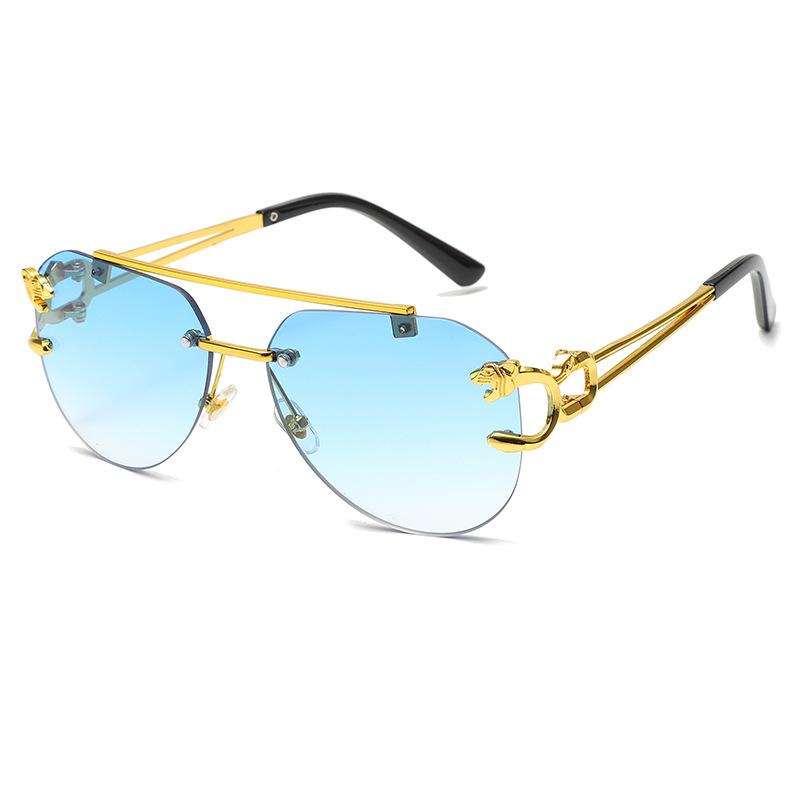 Neue randlose Sonnenbrille Pilot Mode Metallrahmen Damen Herren Große runde Sonnenbrille für Damen Herren Verlauf Reisen Oculos MULTI