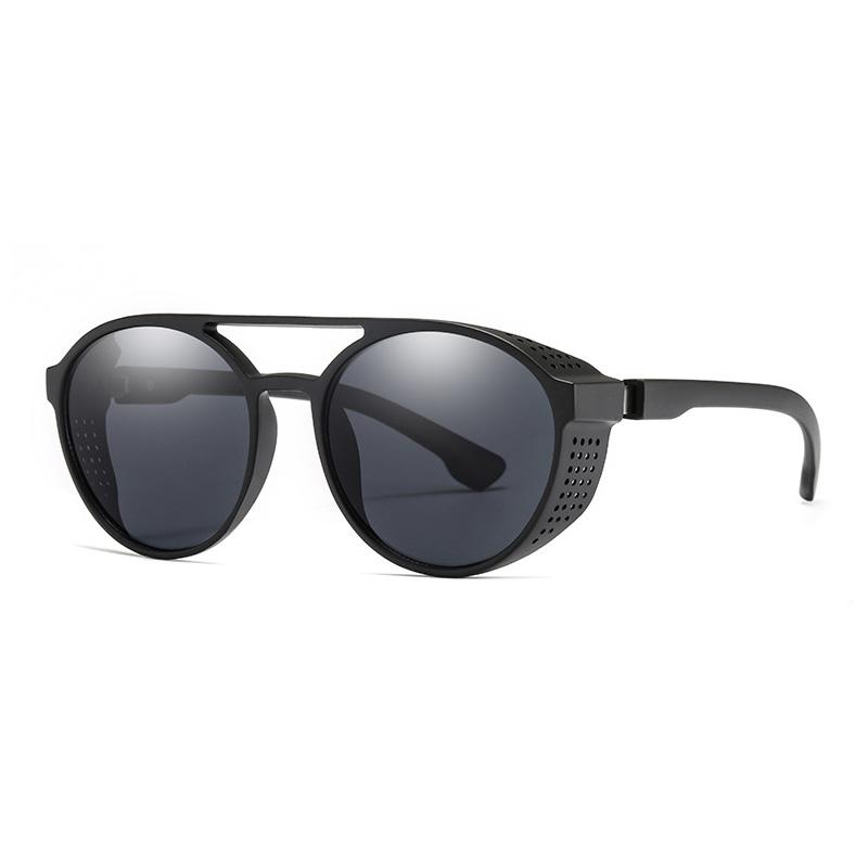 Klassische Steampunk Sonnenbrille Männer Mode Designer Vintage Metall Runde Sonnenbrille für Männer Punk Brille UV400 sand/graue