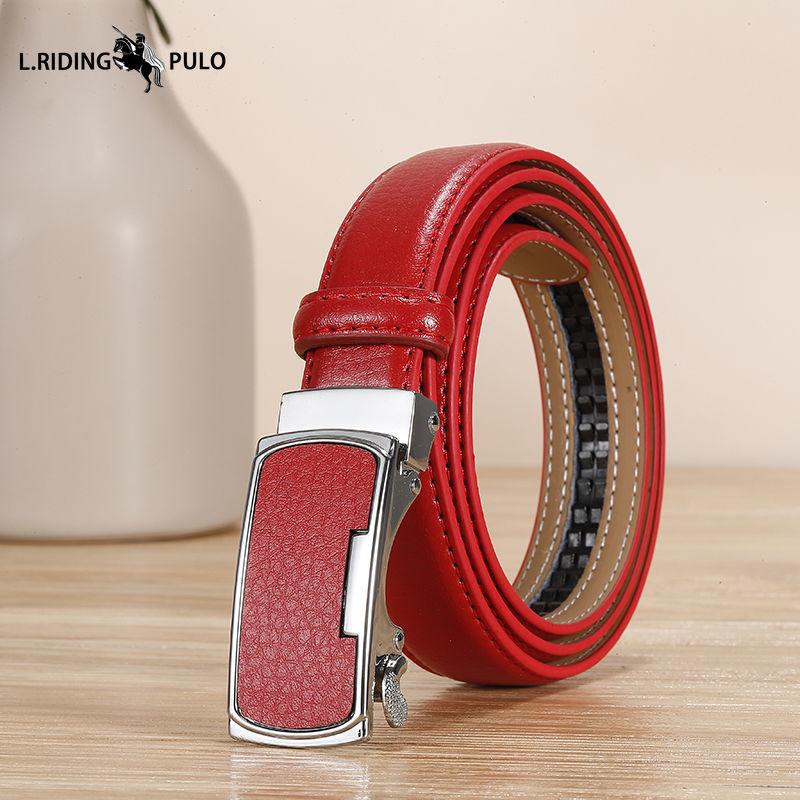 Echtleder Gürtel Gelb Rindsleder Rot Automatische Schnalle Gürtel Blau Weiß Orange Farbe Gürtel 100cm rot