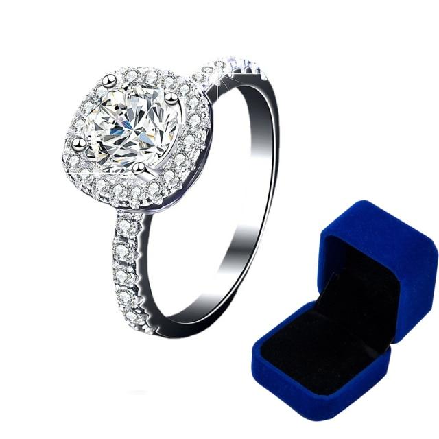 100 % Moissanit Ringe 1 ct 2 ct Brillanter Diamant Halo Verlobungsringe Für Frauen Mädchen Versprechen Geschenk Sterlingsilber Schmuck 12 gray