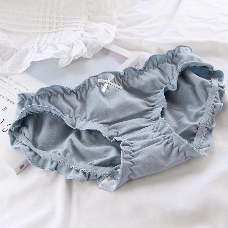 Antibakterielle Baumwolle mit dünnem Schnitt, japanische süße Damenunterwäsche, atmungsaktive Slips mit niedriger Taille und Pilz für Damen L blau