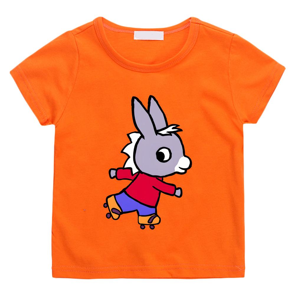 Anime-Aufdruck Lässige T-Shirts Lane Trotro Kinder Hochwertige Baumwoll-T-Shirts Jungen Mädchen Oberteile Kinder Intellektueller Spaß Cartoon-T-Shirts 160 orange