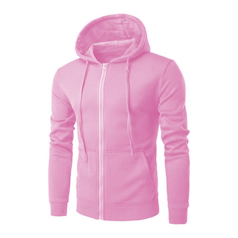 Herren Fleece Zip Down Hoodies Jacken Männer Einfarbig Langarm Mit Kapuze Strickjacke Mantel Lässige Sweatshirt Kleidung L rosa