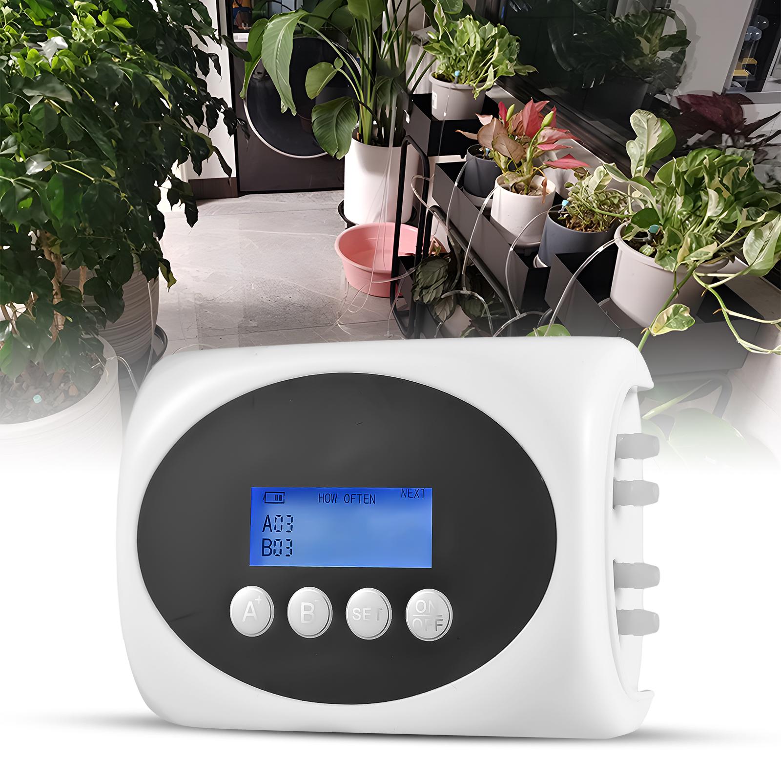 3W Solar Automatische Bewässerung Gerät Dual Pumpe Zeitgesteuerte Bewässerung für 15 Töpfe LCD Display USB/Solar 10m