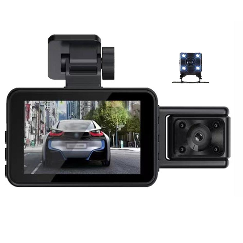3 Kameras Dash Cam Parküberwachung Klarer Auto-Rückspiegel Auto-Videoaufnahme-Camcorder Breit schwarz