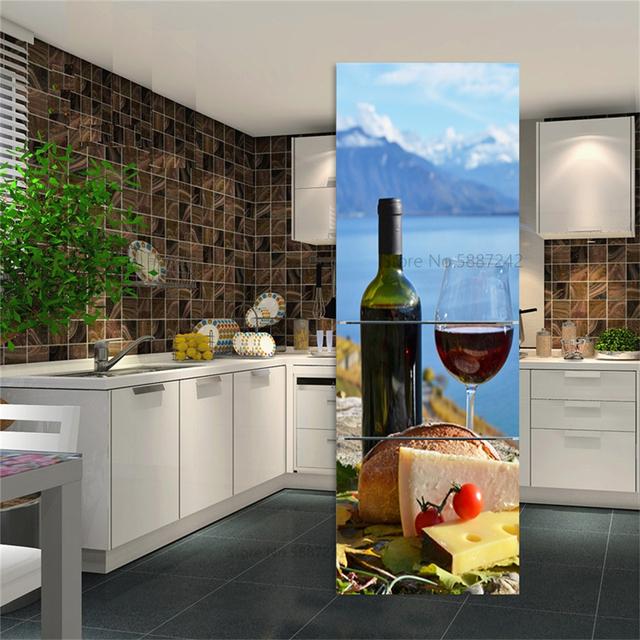 Lebensmittel Kühlschrank Aufkleber Vinyl Kühlschrank Tapete ganze Tür Abdeckung Küche selbstklebende Gefrierschrank Film Wand Poster Wandtattoo 60x180cm(1pcs)