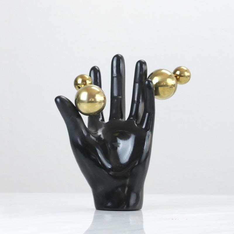 Minimalistische Moderne Harz Meisterhafte Palmen Skulptur Modellzimmer Kreative Metall Blase Kugel Kunst Heimdekoration gray