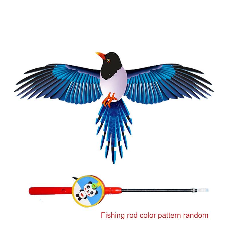 Mini-Angelruten-Drachen für Kinder Lebendiger Schmetterling Schwalbe Papagei Leicht zu fliegen Goldfisch-Drachen Kleinkind Outdoor Strand Park Anfänger blue