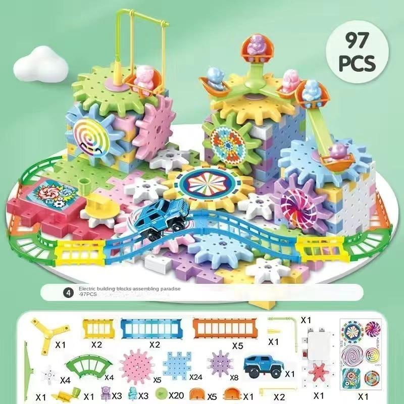Vielseitige Elektrische Rotierende Zahnrad Bauklötze Spielzeug Montessori Steine Spielzeug Für Kinder Jungen Mädchen Geburtstagsgeschenke