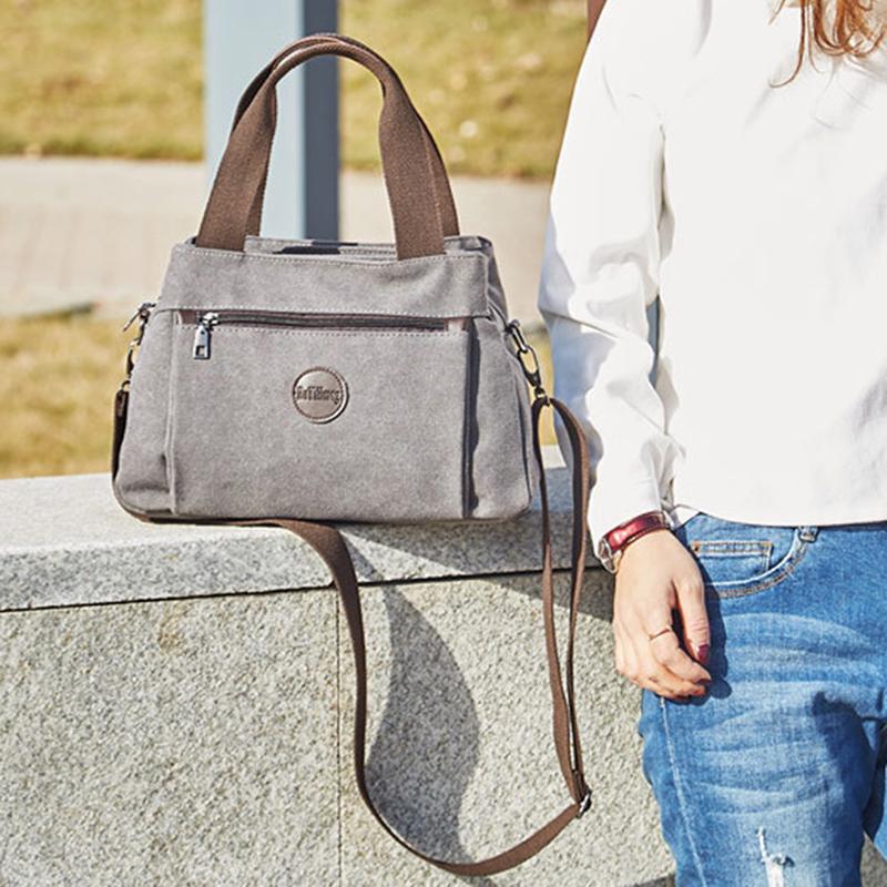 Damen-Canvas-Tasche, Handtaschen für Damen, Schultertasche, Messenger-Umhängetasche, große Kapazität, Arbeitstaschen 31*14*21cm graue