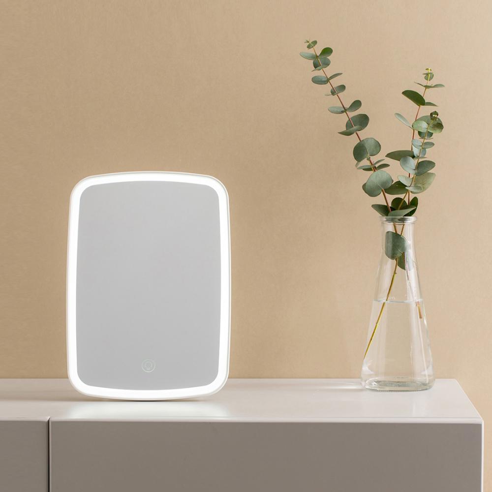 Xiaomi LED-Make-up-Spiegel mit Licht-Touch-Schalter-Steuerung Drei Farbtemperaturen Tragbarer Make-up-LED-Licht-Schlafsaal-Desktop-Spiegel weiß