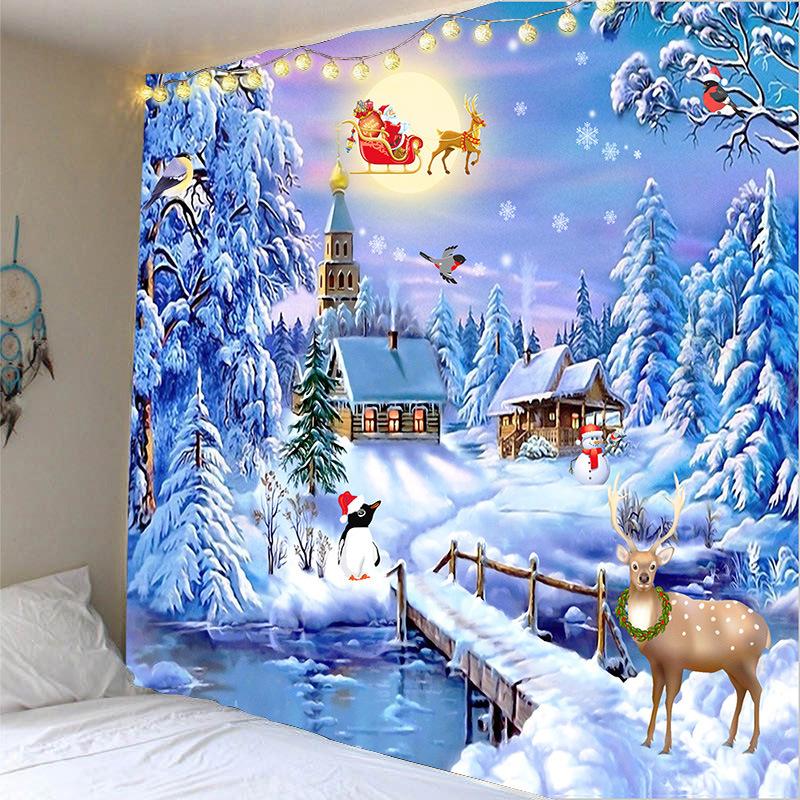 Neue Weihnachten Elch Tapisserie Cartoon Weihnachten Ornament Schlafzimmer Zimmer Hintergrund Wand Dekoration Hängen Neue Jahr Geschenk Wand Hängen 100x75cm