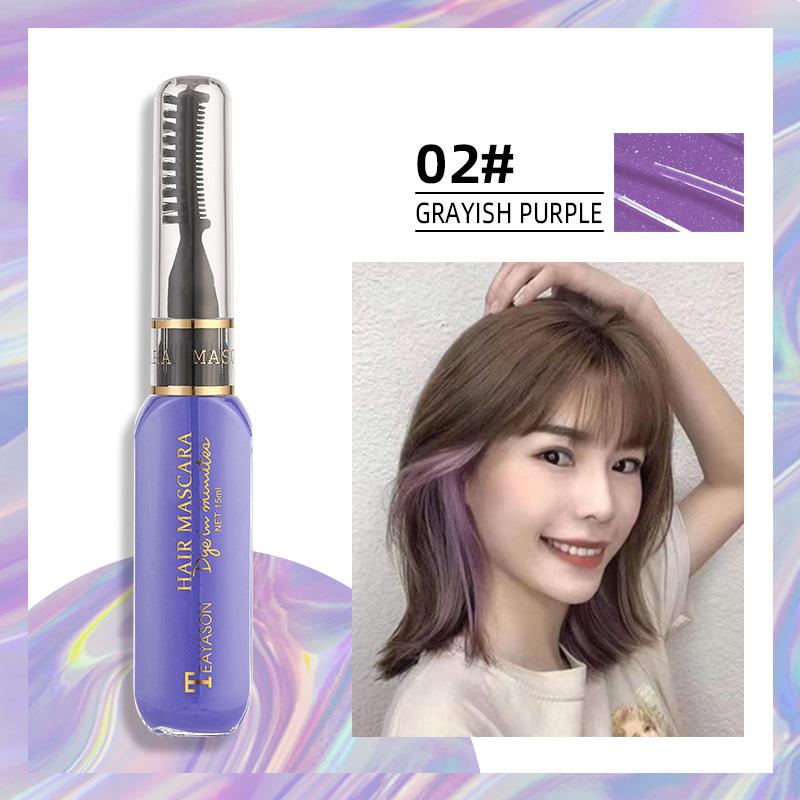 Temporäre Haarfarbe Mascara, Auswaschbare Haarfärbemittel Mascara für Wimpern und Haare, Leuchtende Farben No. 2 violett