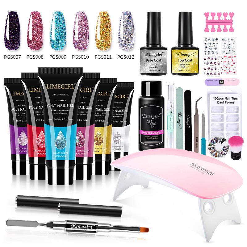 25 teile/satz Poly UV Gel Set Nagellack Schnell Aufbau Für Nägel Extensions Harte Gel Nagel Maniküre Kit