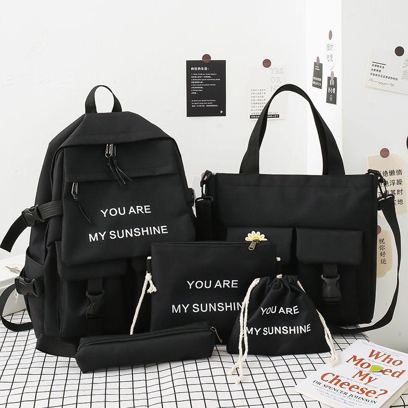 Damenrucksäcke, Campus-Schultaschen für Schüler der Mittelstufe, Damenrucksäcke mit großem Fassungsvermögen, Büro-Computertaschen, Fünfteiliger Damenrucksack five piece