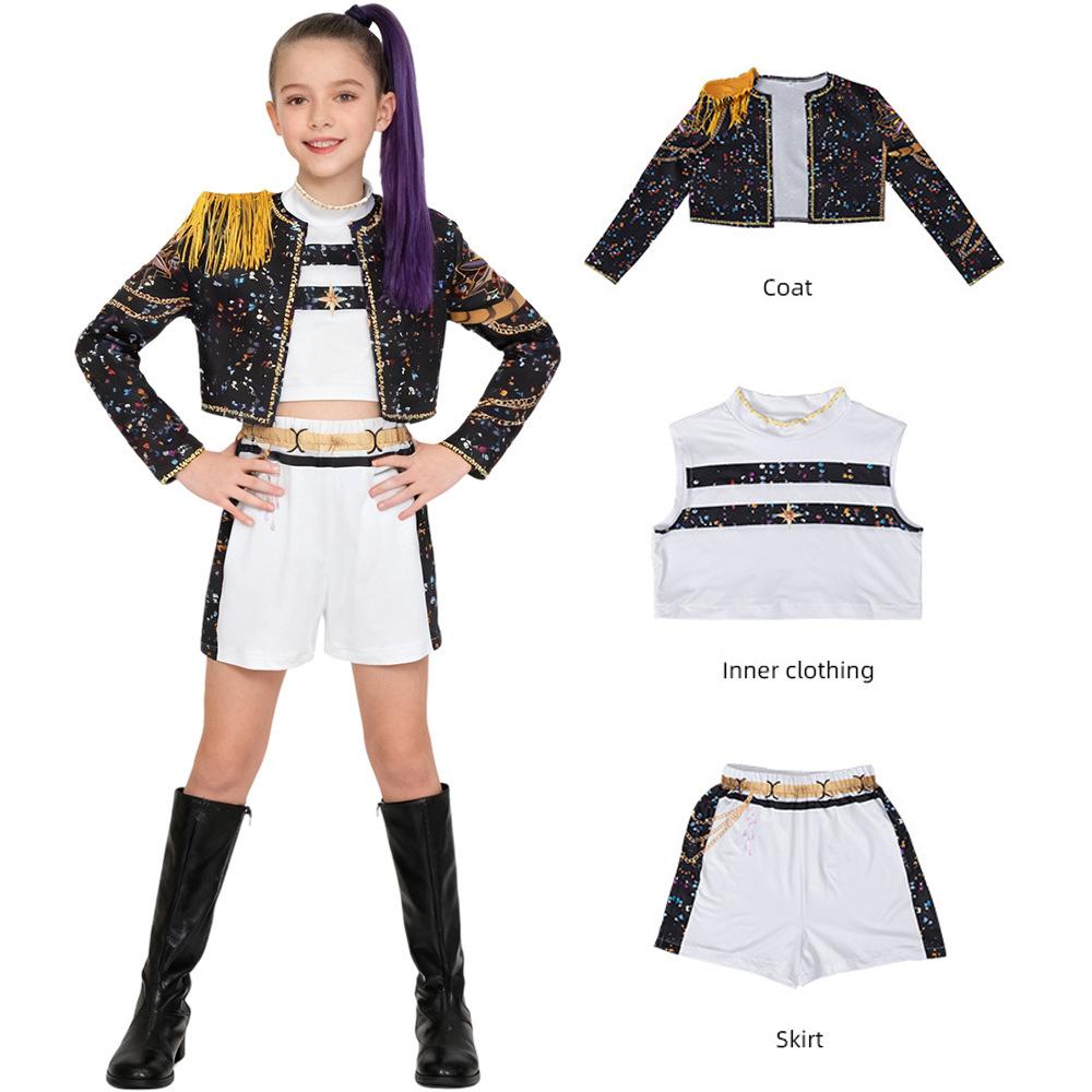 Kinder Mädchen Film Kpop Mira Cosplay Kostüm Druck Dämonenjäger Zoey Rumi Cosplay Karneval Show Kleidung Kinder Mädchen Huntrix Set 110 cm