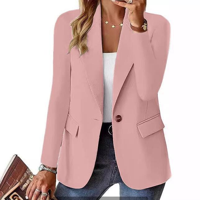 Damen Oversize Blazer Jacke Business Anzug Mantel Revers Langarm Solide Knopfleiste Lässig Elegant Mantel Trendy Loose Outwear M rosa