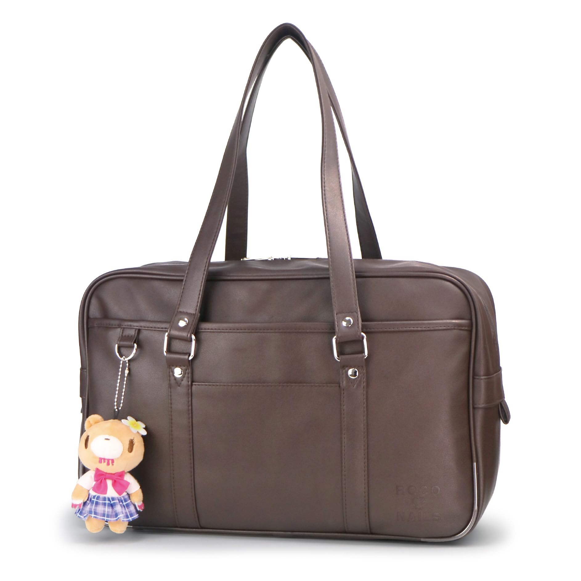 [ROCO NAILS × GLOOMY] Roco Nagel Schultasche, Schultasche aus Kunstleder, Schüler der Mittel- und Oberstufe, Roco Nail Gloomy JK (Braun) braun