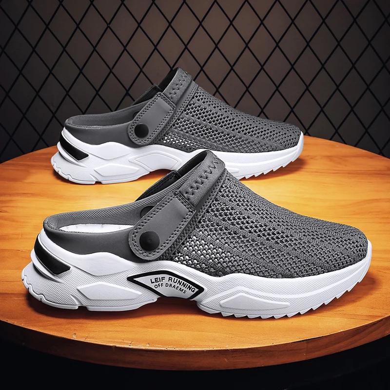 Herren Orthopädische Sommer-Slipper Sandalen mit Aussparungen Netzschuhe Sandalen Diabetiker Gehen Bootsschuhe Atmungsaktiv mit Fußgewölbestütze 39 grau