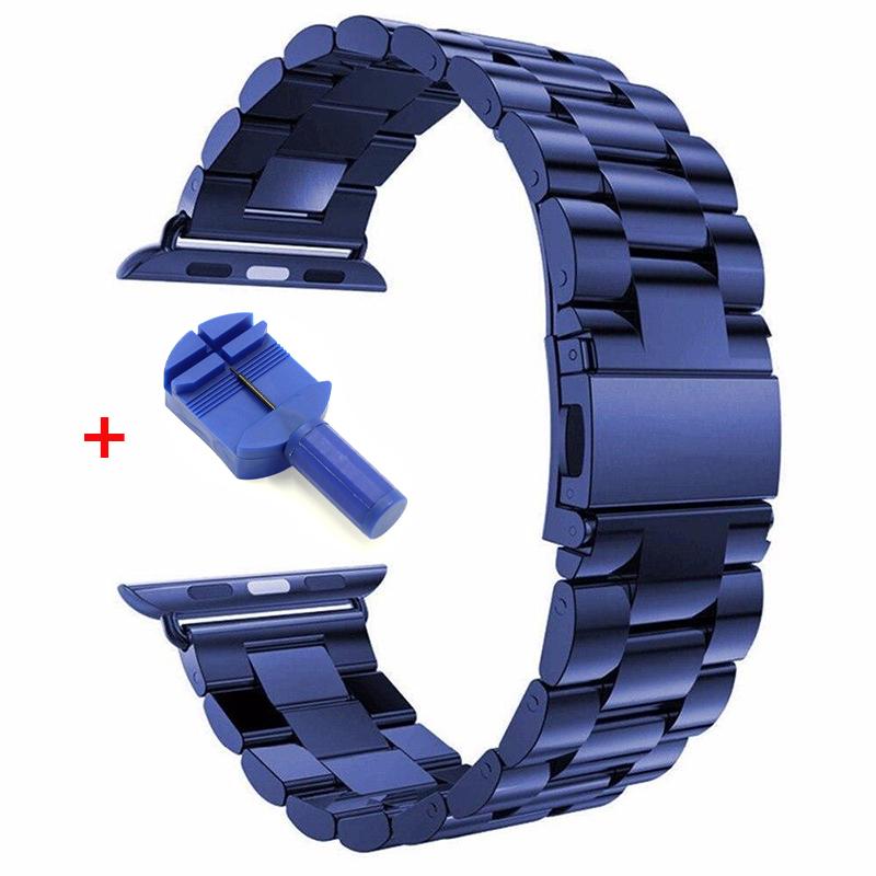 1 Stück Edelstahl Ersatzarmband für Apple Watch Band 38/40/41/42/44/45/49/46MM Für Apple Watch Armband Ultra 11 10 9 8 7 6 5 4 3 2 1 SE Band 42mm or 44mm or 45mm blue