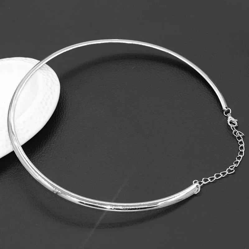 304 Edelstahl Halsband Halsring Halskette Silber Farbe Großer Kreis Metall Anhänger Drehmoment Aussage Halskette Schmuck Erkenntnisse sliver