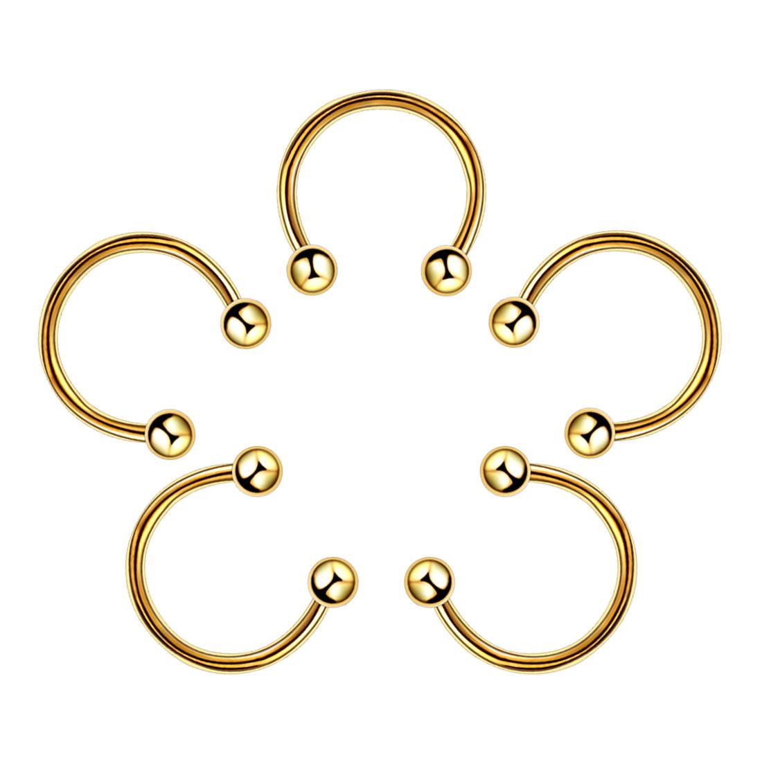 Mode Lippe Labret Ring Ohrstecker Nahtlose Piercings Chirurgenstahl Titan Stahl Tragus Knorpel Sexy Körperschmuck Septum Nase Hoop Temperament 1.2*10+3mm #Ball 03 gold