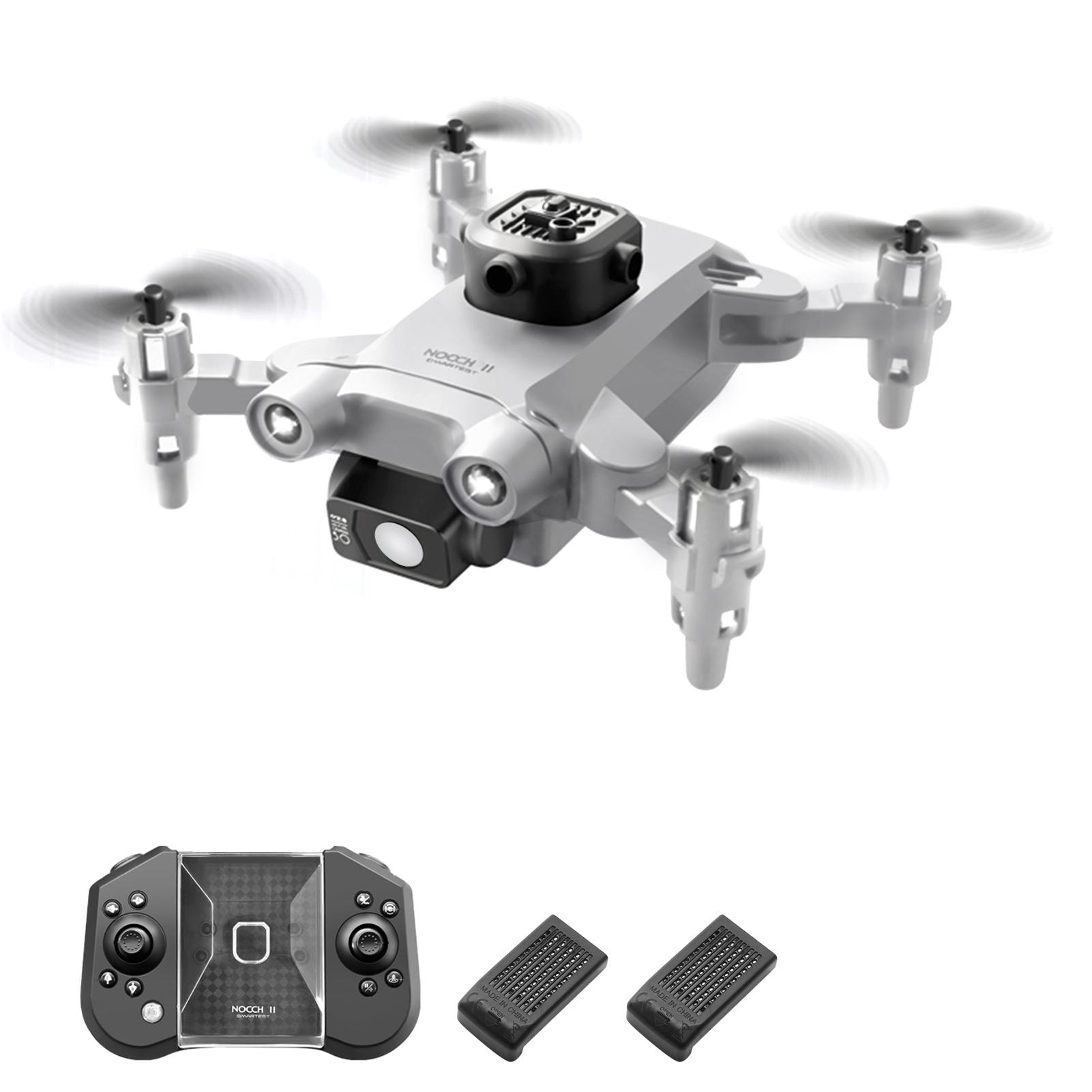 Ferngesteuerte Drohne mit Dual-Kamera, 4K-Kamera, Hindernisvermeidung, Verfolgung von Fluggesten, Foto-Video no camera-2 battery grau