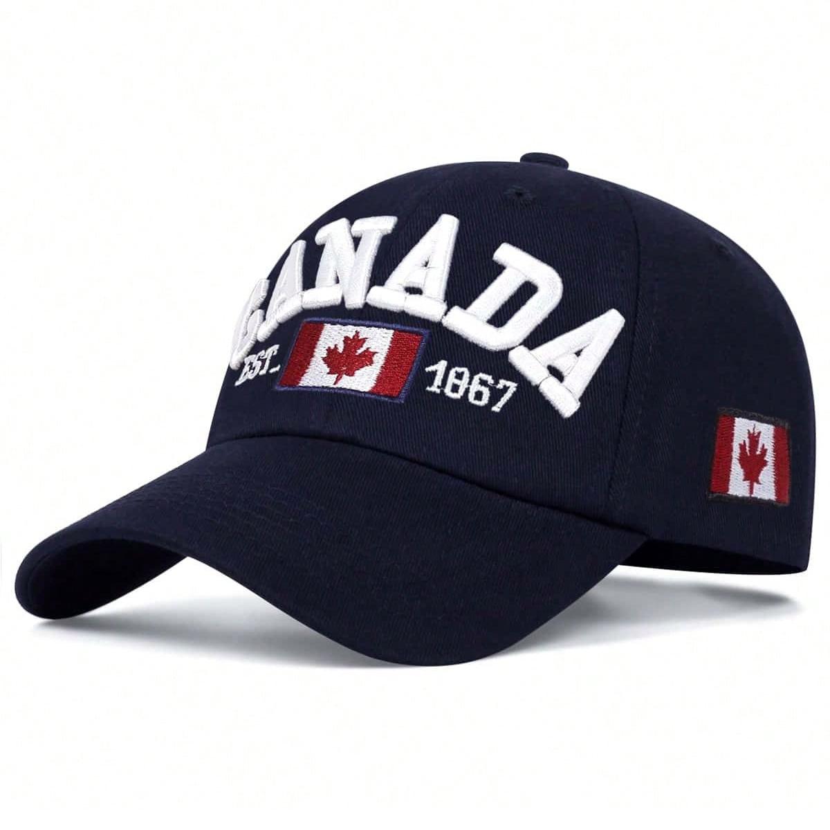 Baseballkappe Kanada Flagge Hut Verstellbarer Papa-Hut Sonnenhut Bestickte Kappe Outdoor Sonnenhüte navy blau