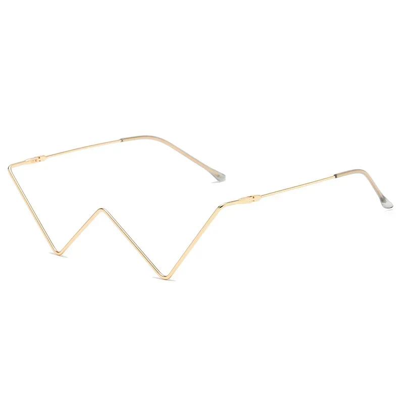 Persönlichkeit Brille ohne Gläser Damen Stilvoll Klassisch Metall Nieten Strass Steine Rahmen Weiblich W-förmige Brille Damen Brillen W34139WW-