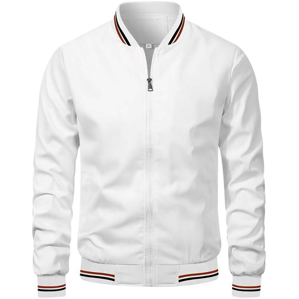 Jacke Trendig Herren Frühling und Herbst Neue Kollektion Europäisch und Amerikanisch Lässiger Mantel Mode Trendiger Mantel Herren Oberteil XL weiß