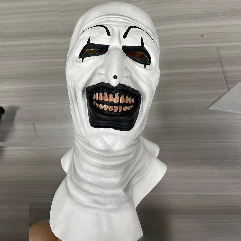 Art The Clown Cosplay Film Terrifier 2 Art The Clown Cosplay Kostüm Jumpsuit Maske Halloween Kostüme Maske für Männer Frauen M gray