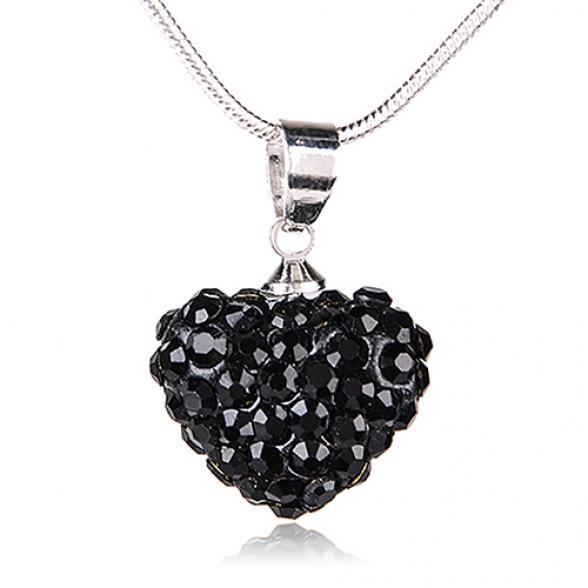 Orion Damen-Halskette mit Vogue-Kristallsteinen, Liebesherz-Anhänger, Halskette, Schmuck One Size schwarz