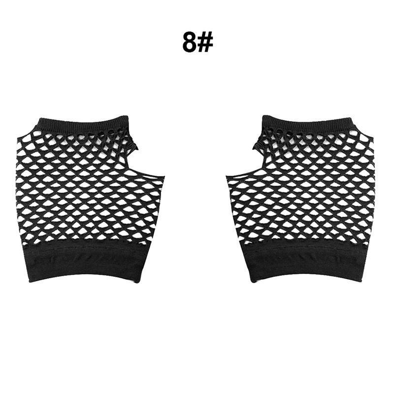 Mädchen Neon Kurze Netzfingerlose Handschuhe Handschuhe Partyhandschuhe Netzhandschuhe schwarz