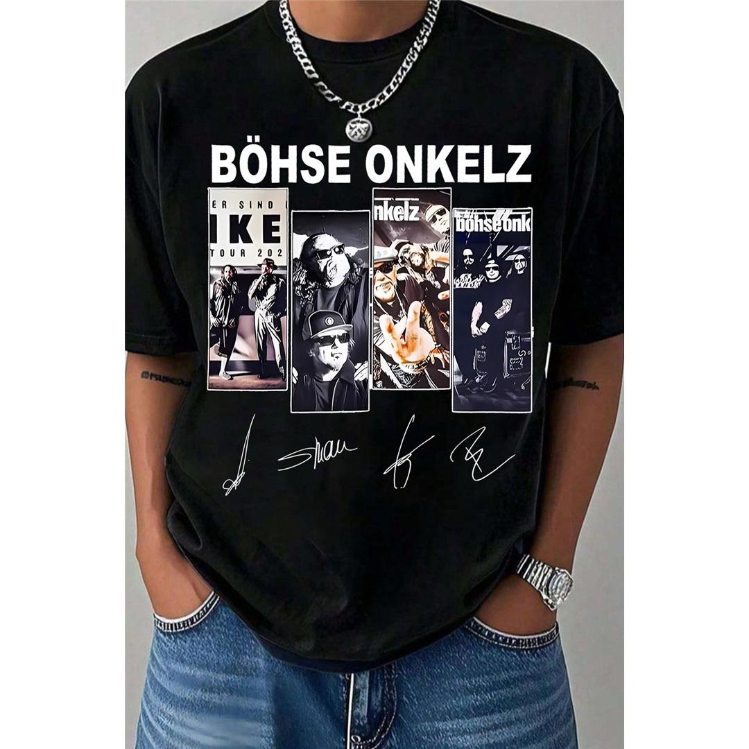 Band Böhse Onkelz Band Grafik T-Shirt Oversized Y2k Lässig Baumwolle Locker Herren Damen T-Shirts Weiblich Männlich Kleidung Bequemes Sommer Oberteil Tee XL blau