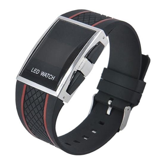 Modische, lässige Unisex-Armbanduhr mit quadratischem Gehäuse, LED-Digitalanzeige, Sport-Armbanduhr, Geschenk rot
